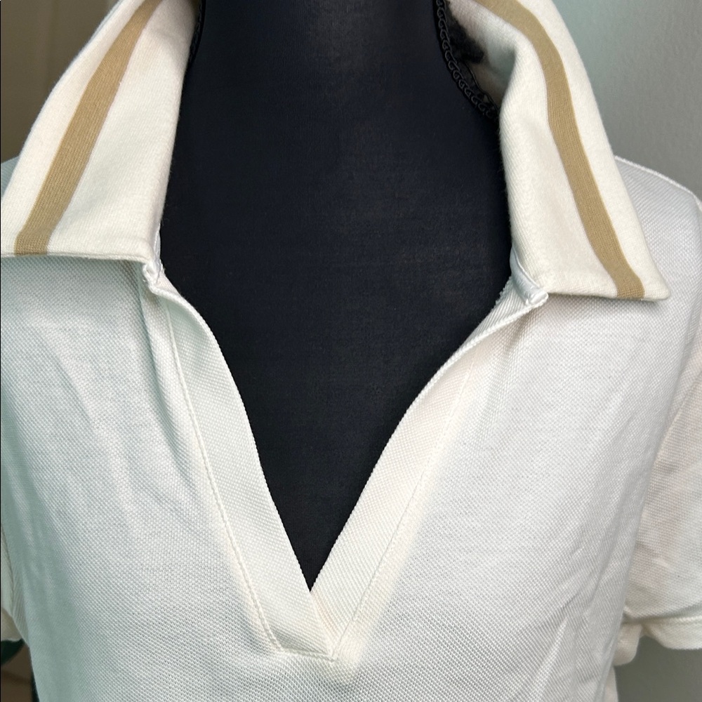 Lou & Grey Cream  COTTON Short Sleeve Polo - Picture 4 of 13
